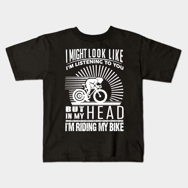 I'm Riding My Bike Kids T-Shirt by fabecco